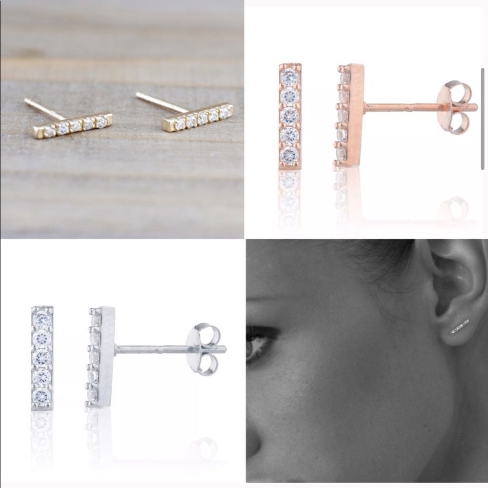 Lab Diamond 14K Solid Gold Push Back Stud Earrings - Picture 4 of 6